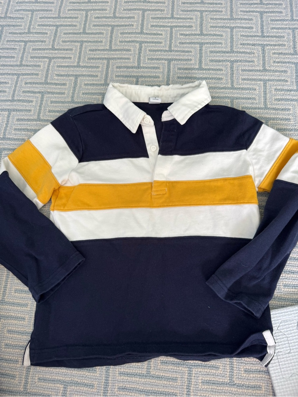 Janie & Jack Classic Navy, White & Yellow Stripe Rugby Shirt - Kids